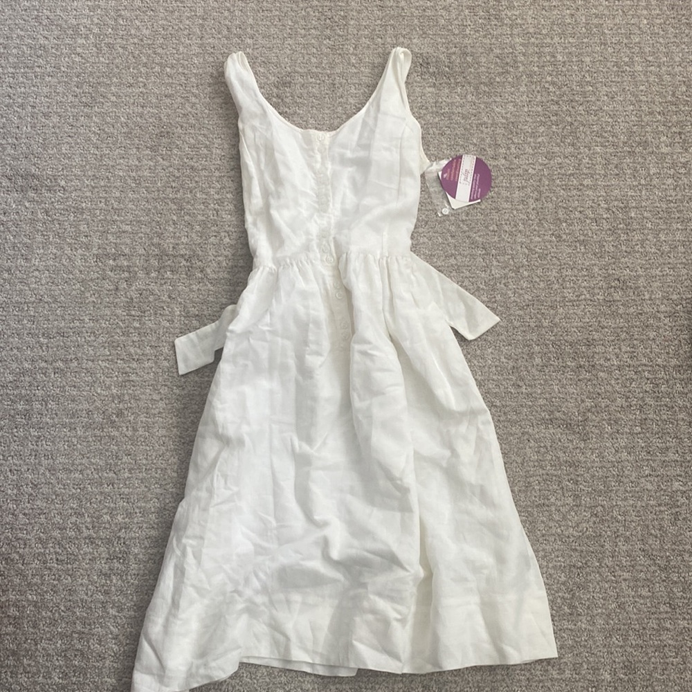 White Linen Bow Tie Maxi Dress with Buttons Strasburg Julip by Strasburg